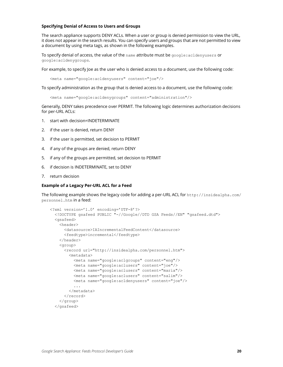 Google Search Appliance Feeds Protocol Developers Guide User Manual | Page 20 / 45