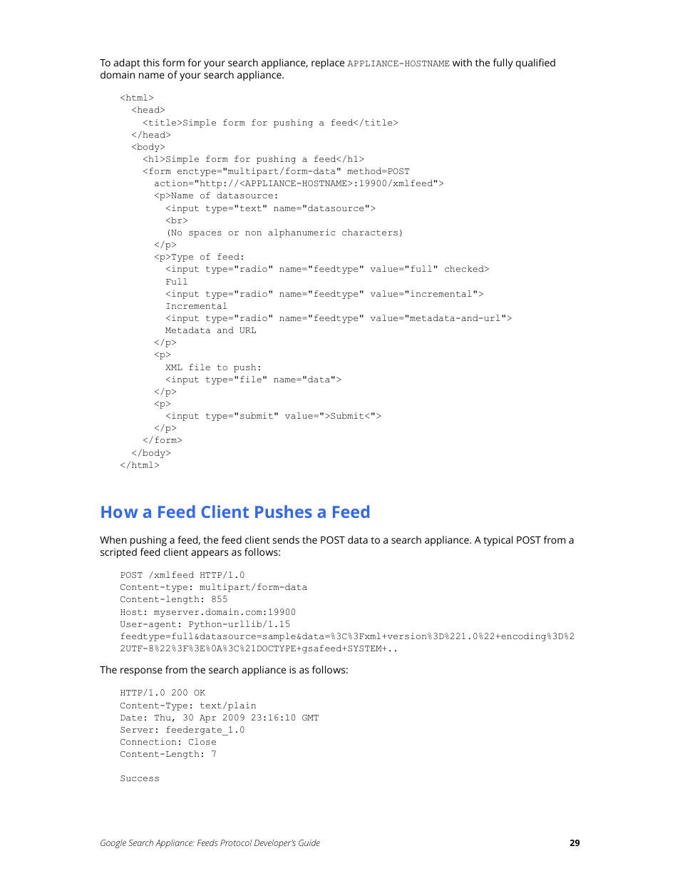 How a feed client pushes a feed | Google Search Appliance Feeds Protocol Developers Guide User Manual | Page 29 / 45