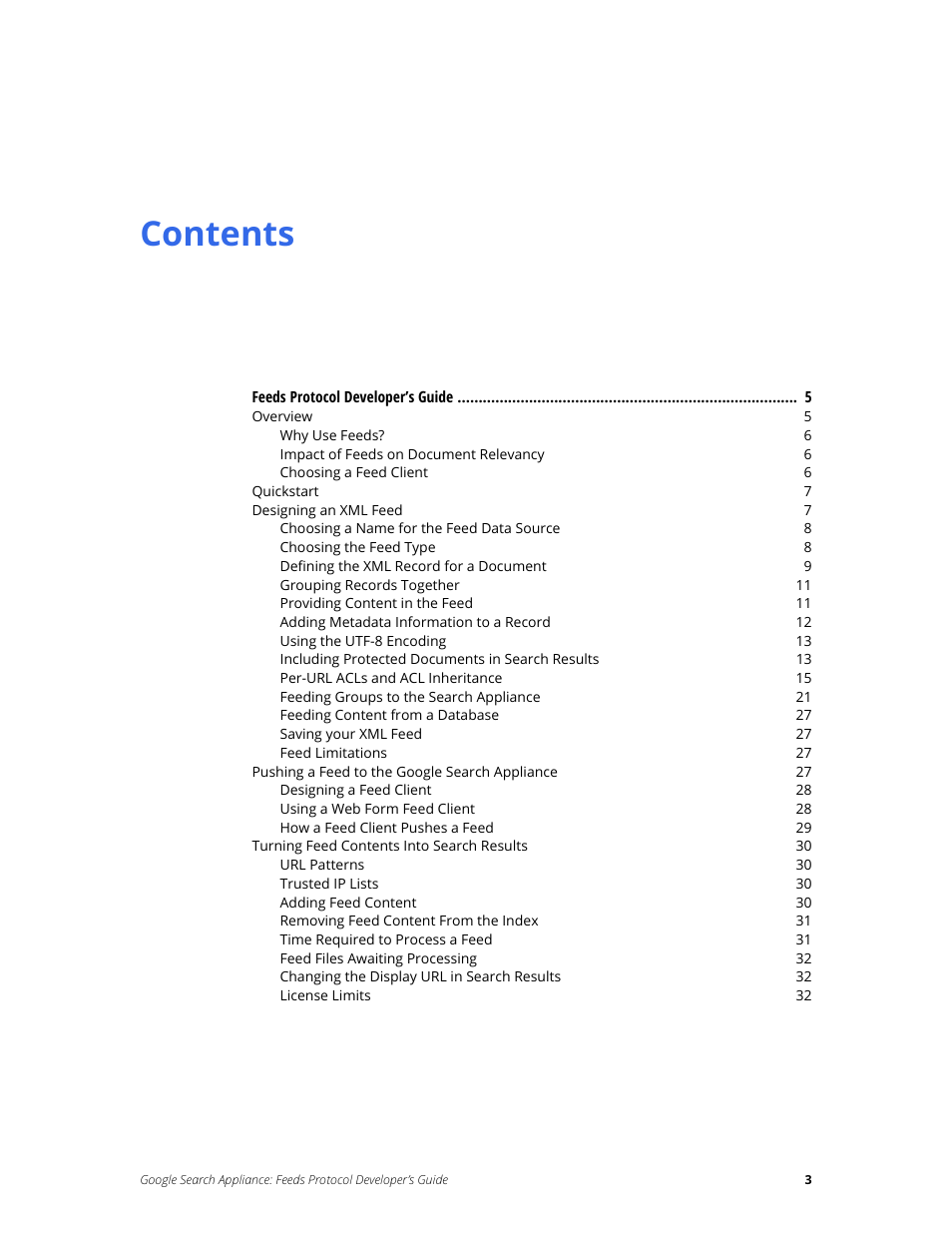 Google Search Appliance Feeds Protocol Developers Guide User Manual | Page 3 / 45