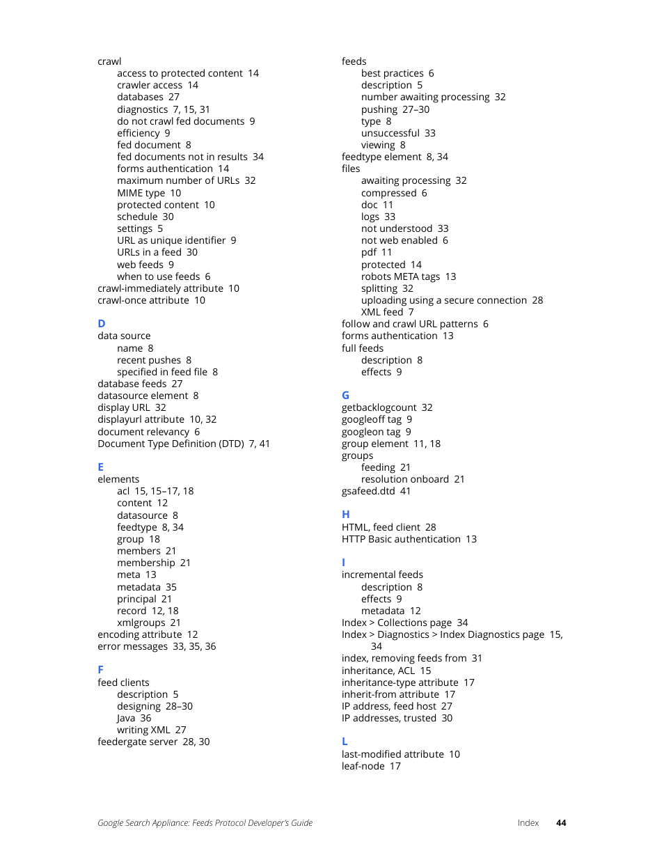 Google Search Appliance Feeds Protocol Developers Guide User Manual | Page 44 / 45