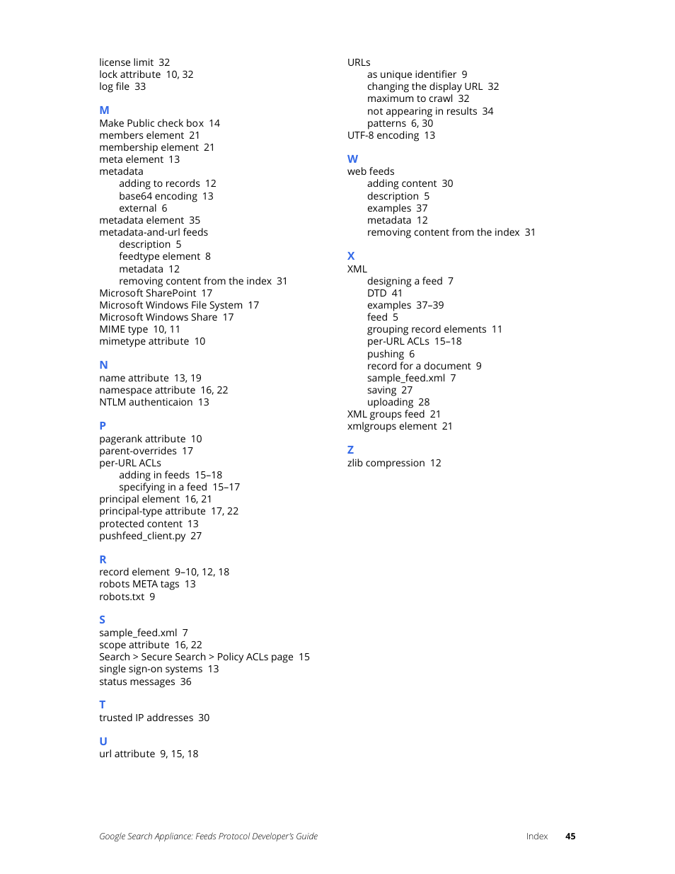 Google Search Appliance Feeds Protocol Developers Guide User Manual | Page 45 / 45