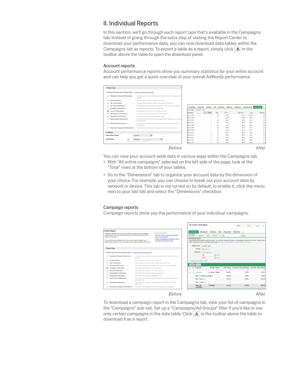 Ii. individual reports | Google Changes to AdWords Reporting A Comprehensive Guide User Manual | Page 5 / 13