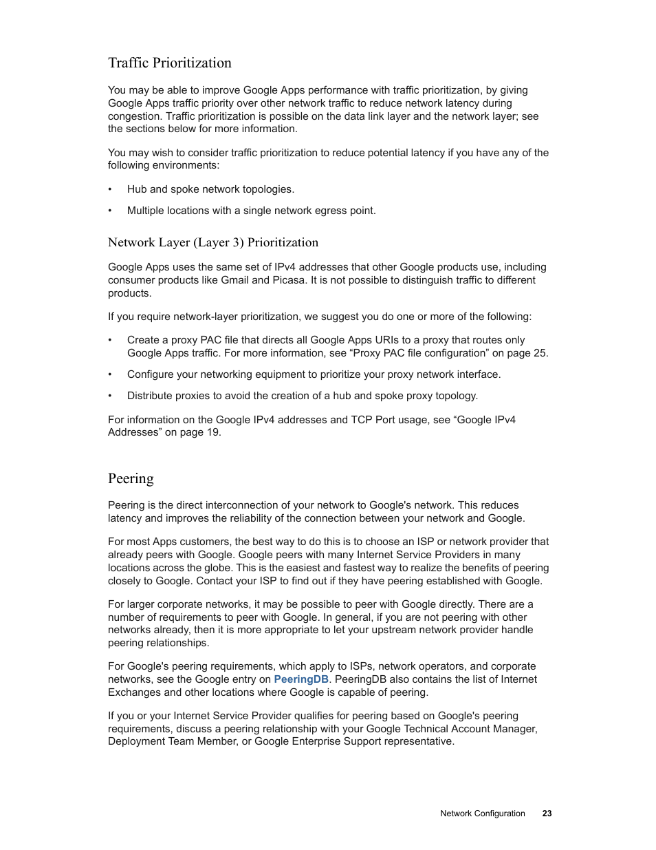 Traffic prioritization, Peering, Traffic prioritization peering | Google Networking Best Practices for Large Deployments User Manual | Page 23 / 42
