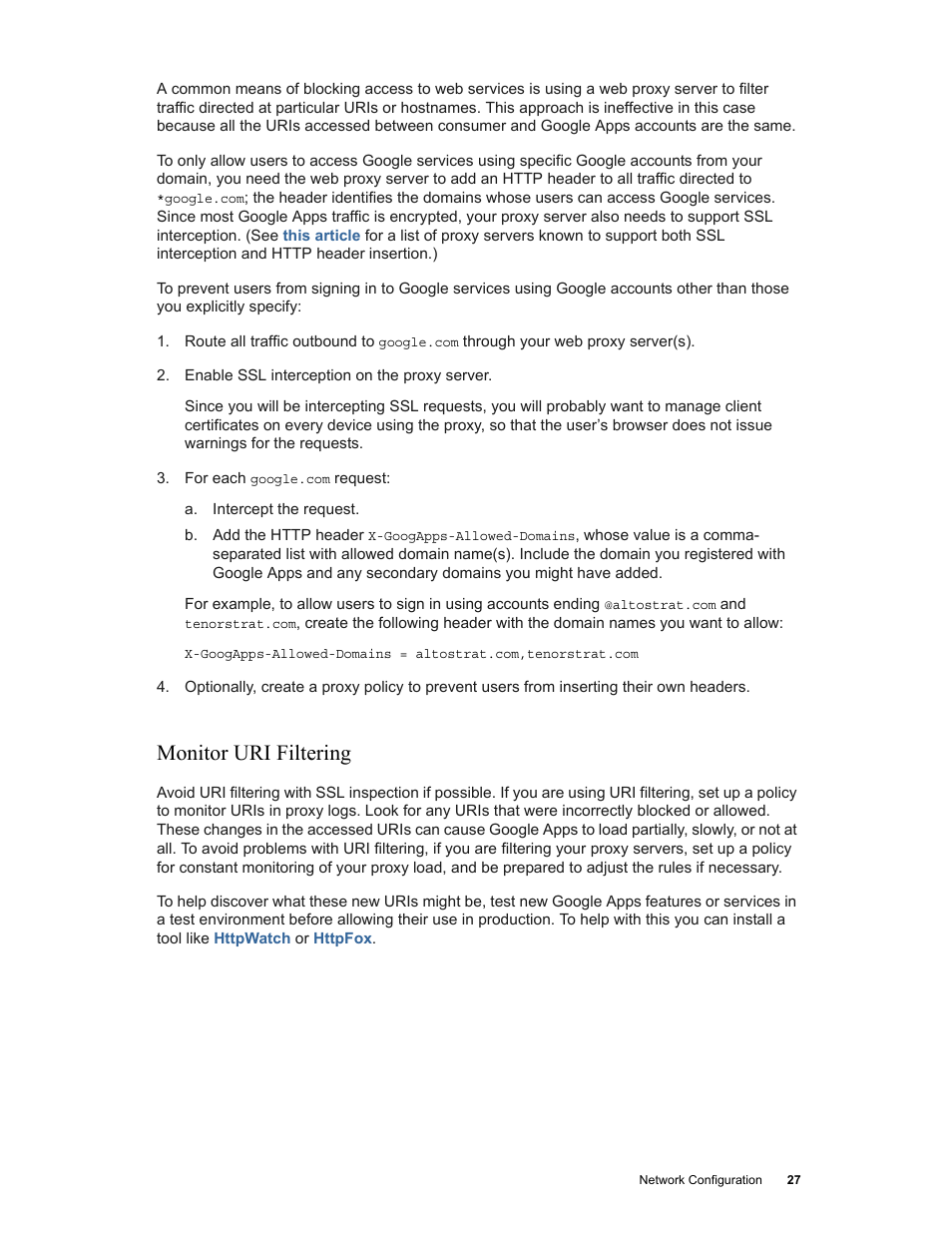 Monitor uri filtering | Google Networking Best Practices for Large Deployments User Manual | Page 27 / 42