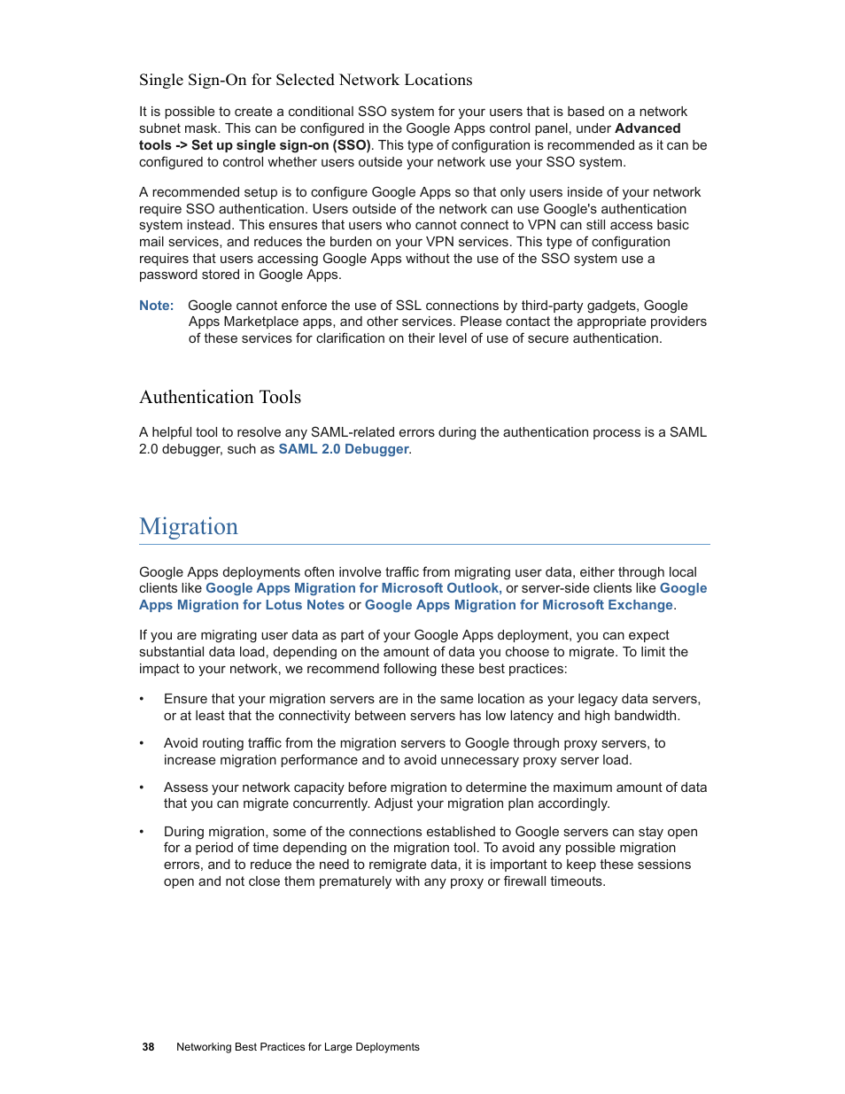 Authentication tools, Migration | Google Networking Best Practices for Large Deployments User Manual | Page 38 / 42