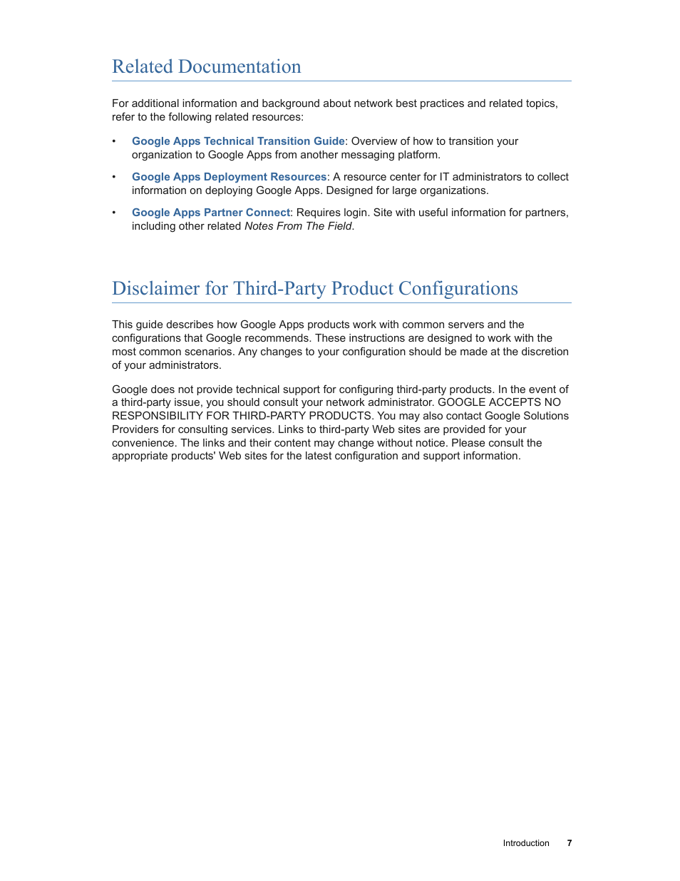 Related documentation, Disclaimer for third-party product configurations | Google Networking Best Practices for Large Deployments User Manual | Page 7 / 42