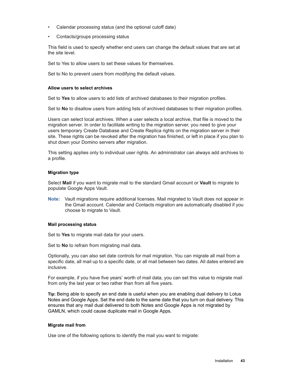 Google Apps Migration for Lotus Notes Installation & Administration Guide User Manual | Page 43 / 100