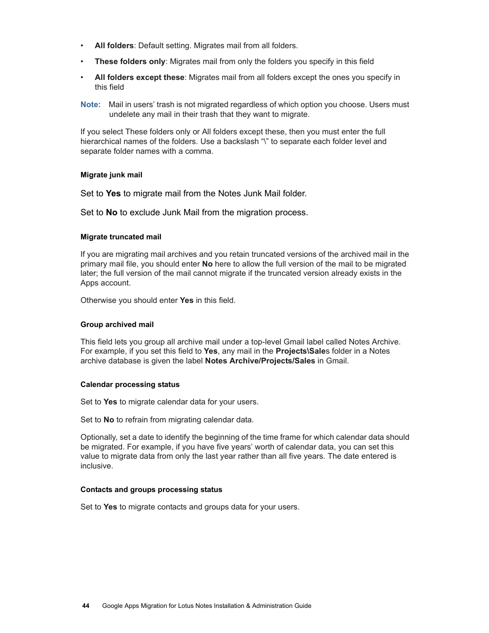 Google Apps Migration for Lotus Notes Installation & Administration Guide User Manual | Page 44 / 100