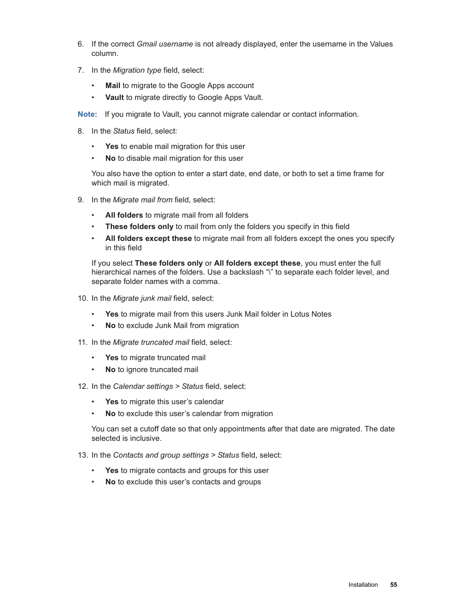 Google Apps Migration for Lotus Notes Installation & Administration Guide User Manual | Page 55 / 100