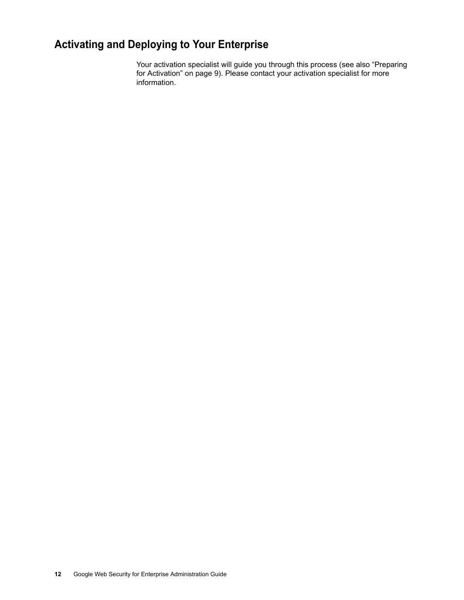 Activating and deploying to your enterprise | Google Web Security for Enterprise Administration Guide User Manual | Page 11 / 83