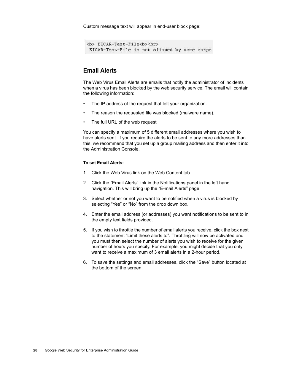 Email alerts | Google Web Security for Enterprise Administration Guide User Manual | Page 18 / 83