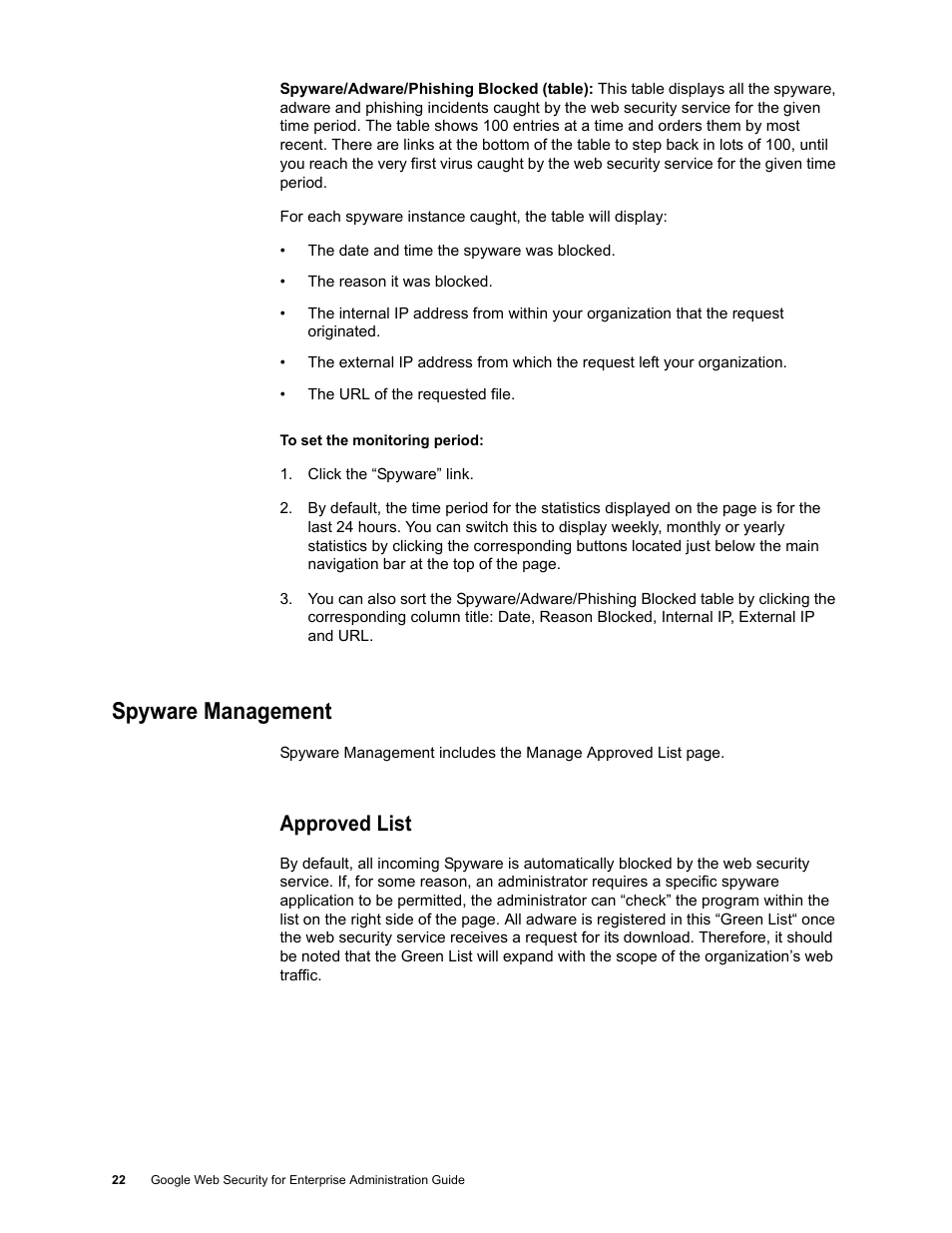 Spyware management, Approved list | Google Web Security for Enterprise Administration Guide User Manual | Page 20 / 83