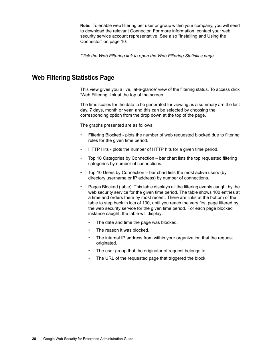 Web filtering statistics page | Google Web Security for Enterprise Administration Guide User Manual | Page 25 / 83