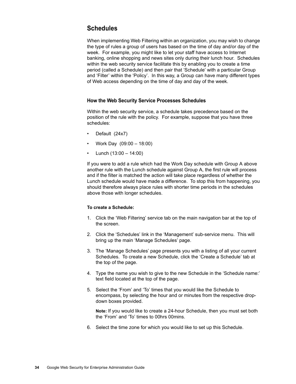Schedules | Google Web Security for Enterprise Administration Guide User Manual | Page 31 / 83