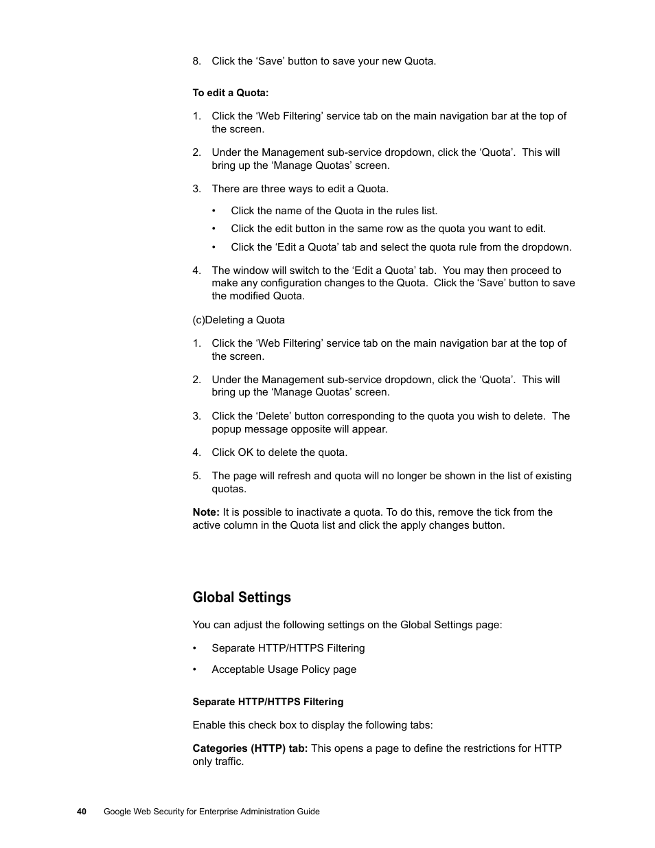 Global settings | Google Web Security for Enterprise Administration Guide User Manual | Page 37 / 83