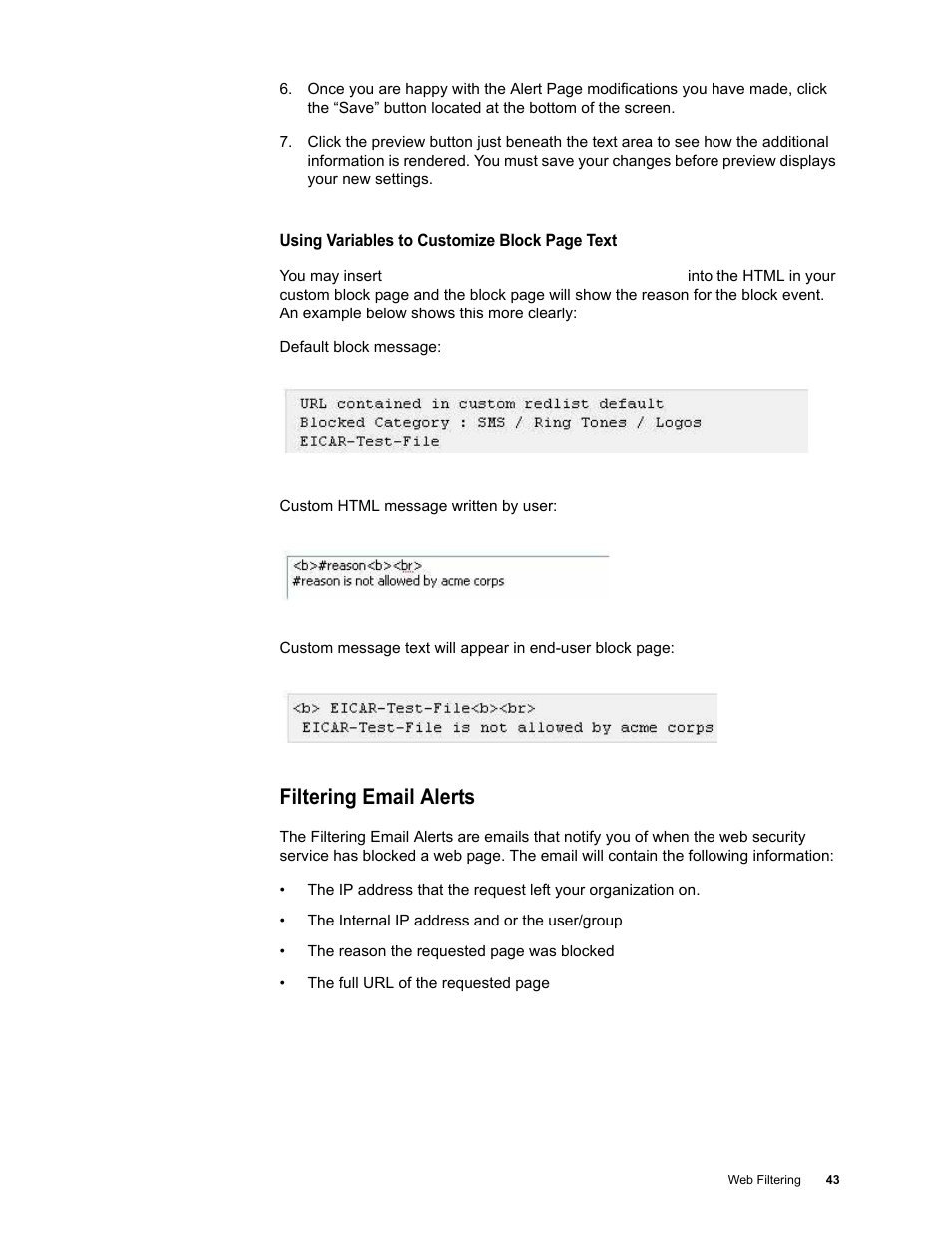 Filtering email alerts | Google Web Security for Enterprise Administration Guide User Manual | Page 40 / 83