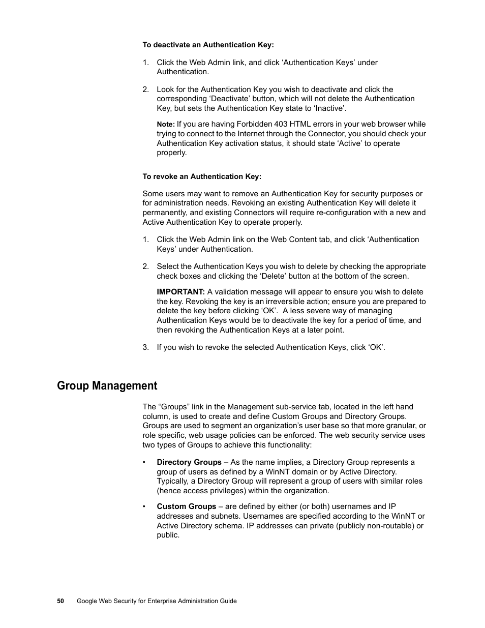 Group management | Google Web Security for Enterprise Administration Guide User Manual | Page 47 / 83