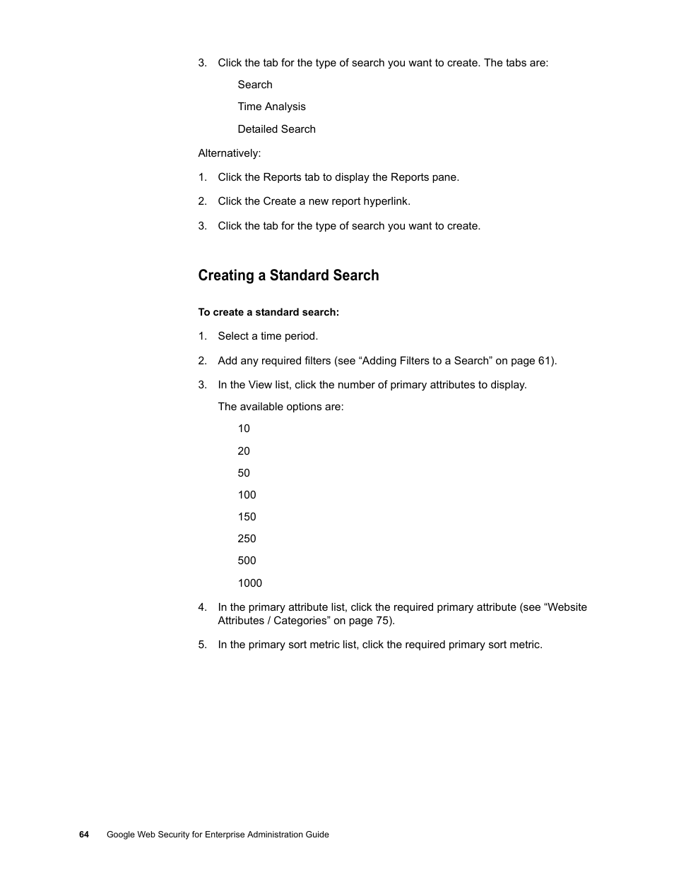 Creating a standard search | Google Web Security for Enterprise Administration Guide User Manual | Page 61 / 83