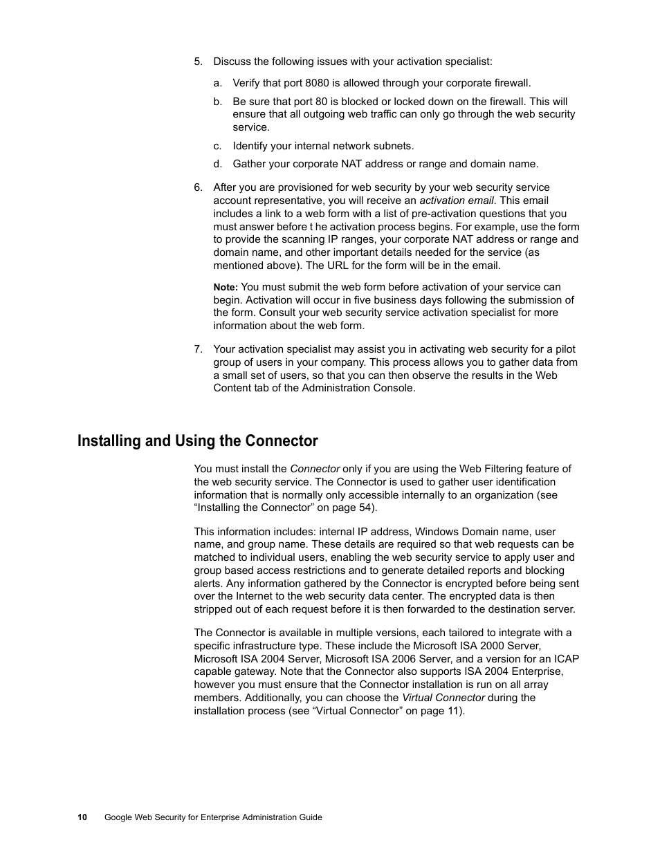 Installing and using the connector | Google Web Security for Enterprise Administration Guide User Manual | Page 9 / 83