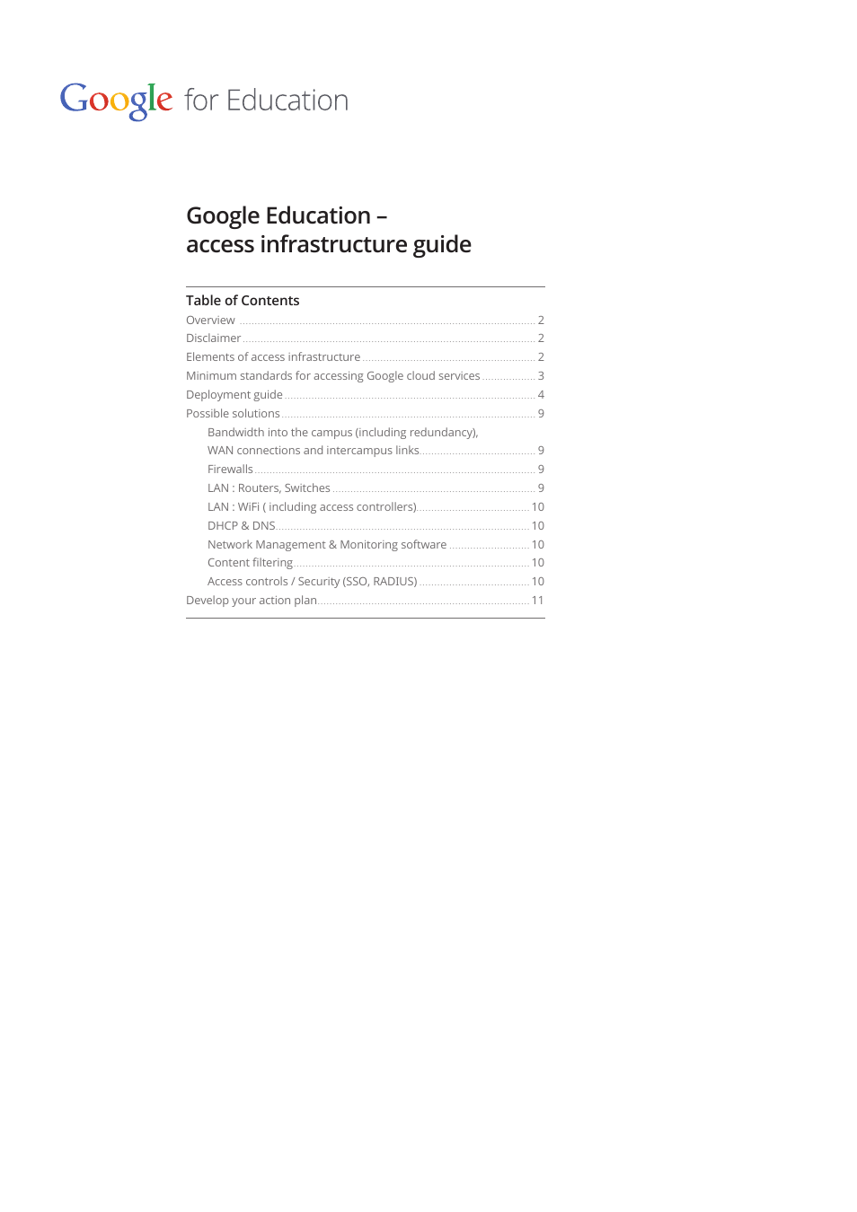 Google Education – access infrastructure guide User Manual | 11 pages