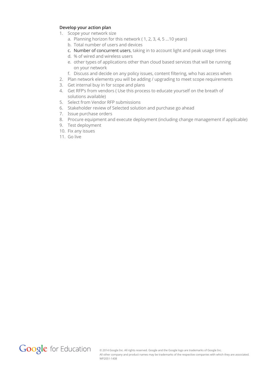 Develop your action plan | Google Education – access infrastructure guide User Manual | Page 11 / 11