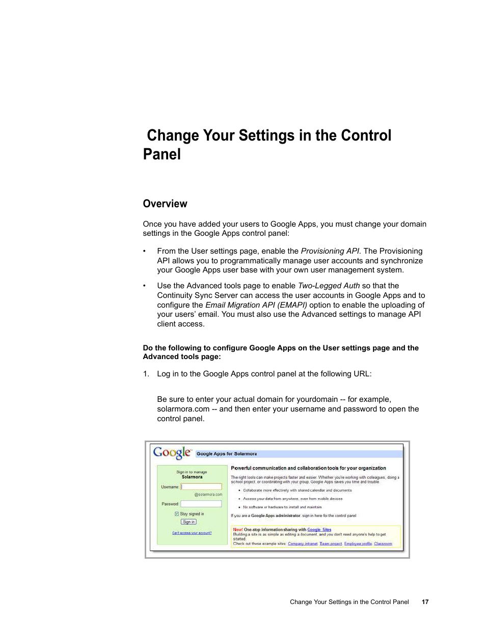 Change your settings in the control panel, Overview | Google Message Continuity Setup and Administration Guide User Manual | Page 13 / 33