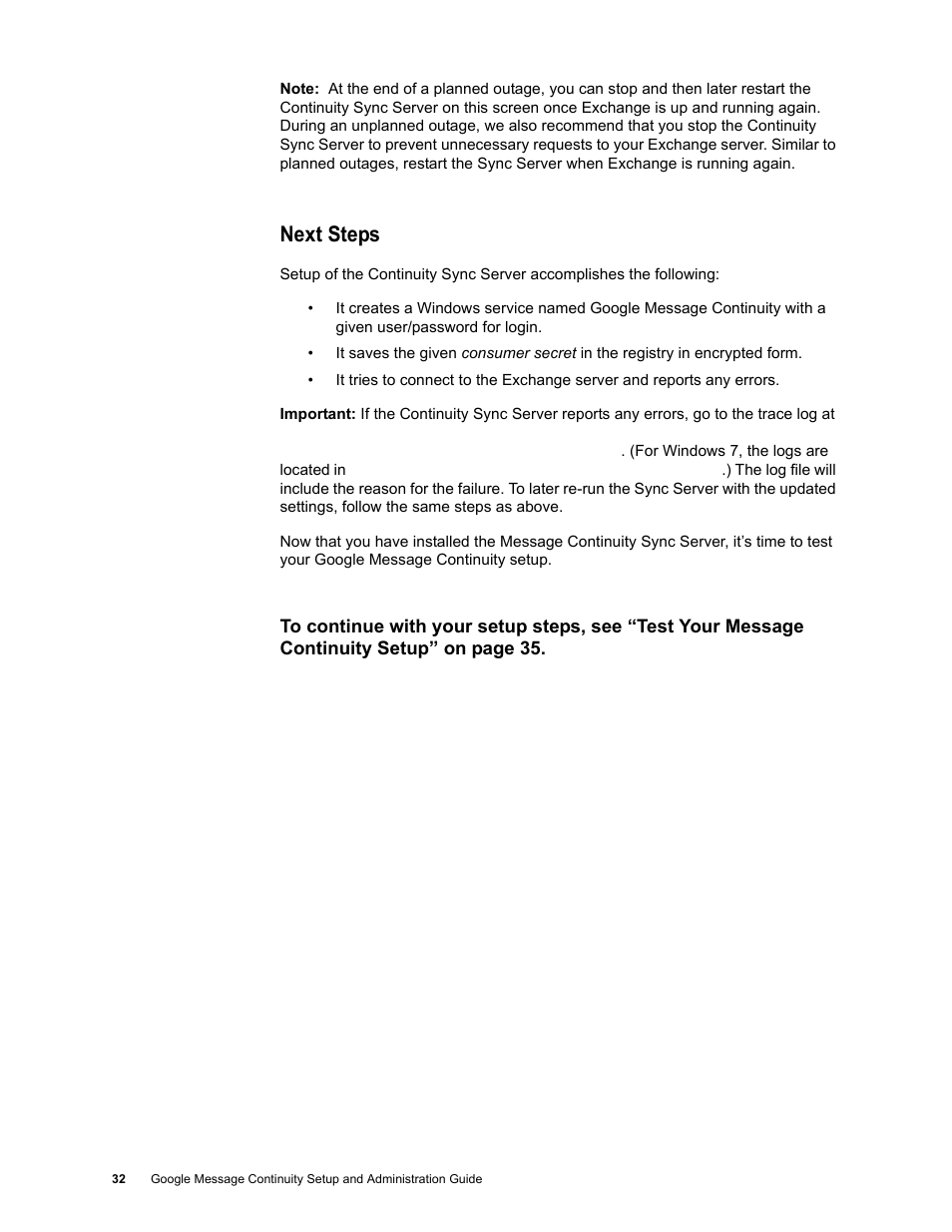 Next steps | Google Message Continuity Setup and Administration Guide User Manual | Page 28 / 33