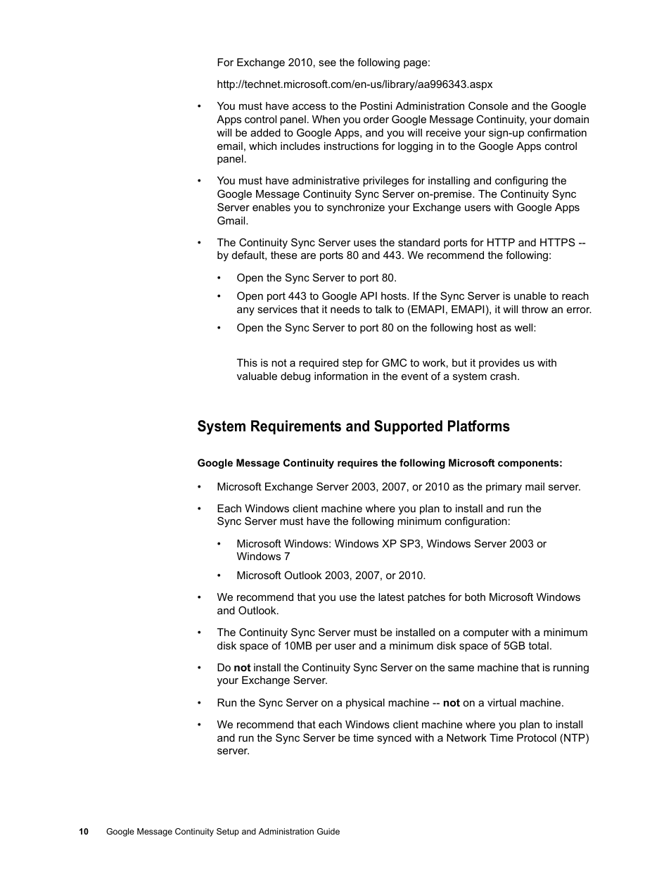 System requirements and supported platforms | Google Message Continuity Setup and Administration Guide User Manual | Page 8 / 33