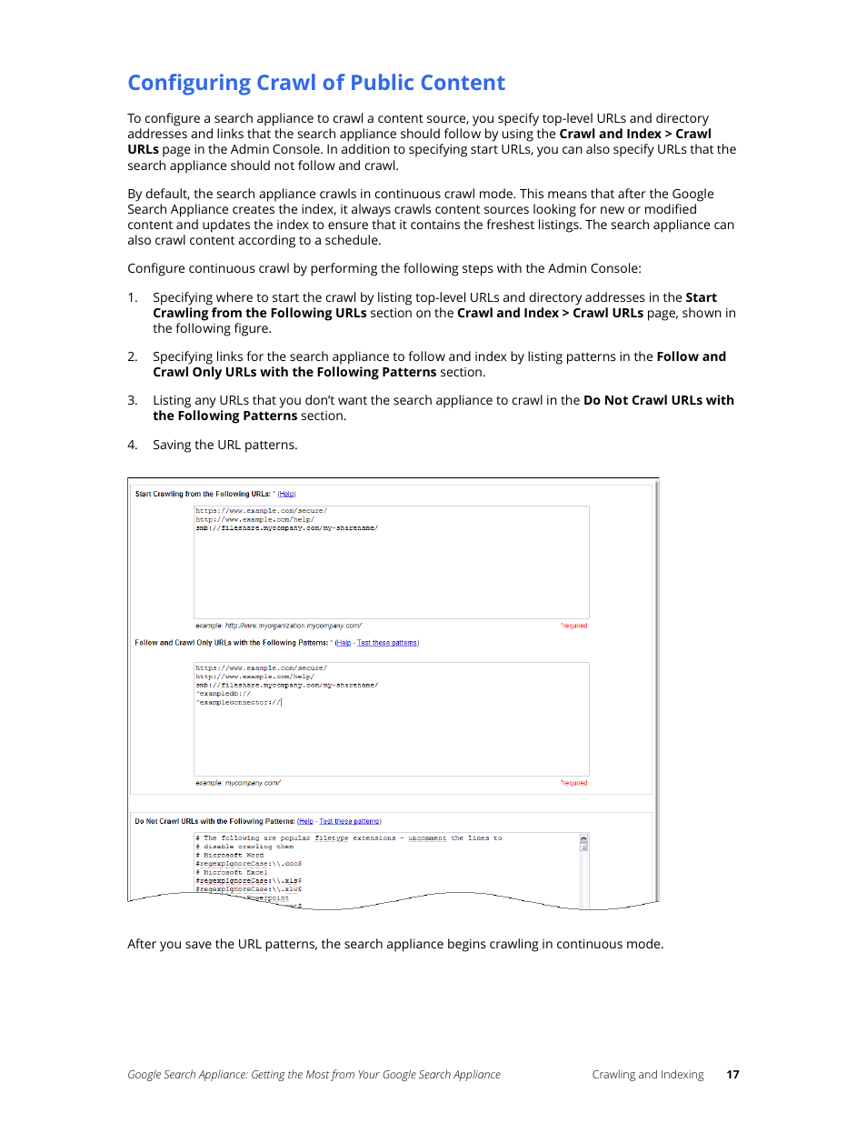Configuring crawl of public content | Google Search Appliance Getting the Most from Your Google Search Appliance User Manual | Page 17 / 77