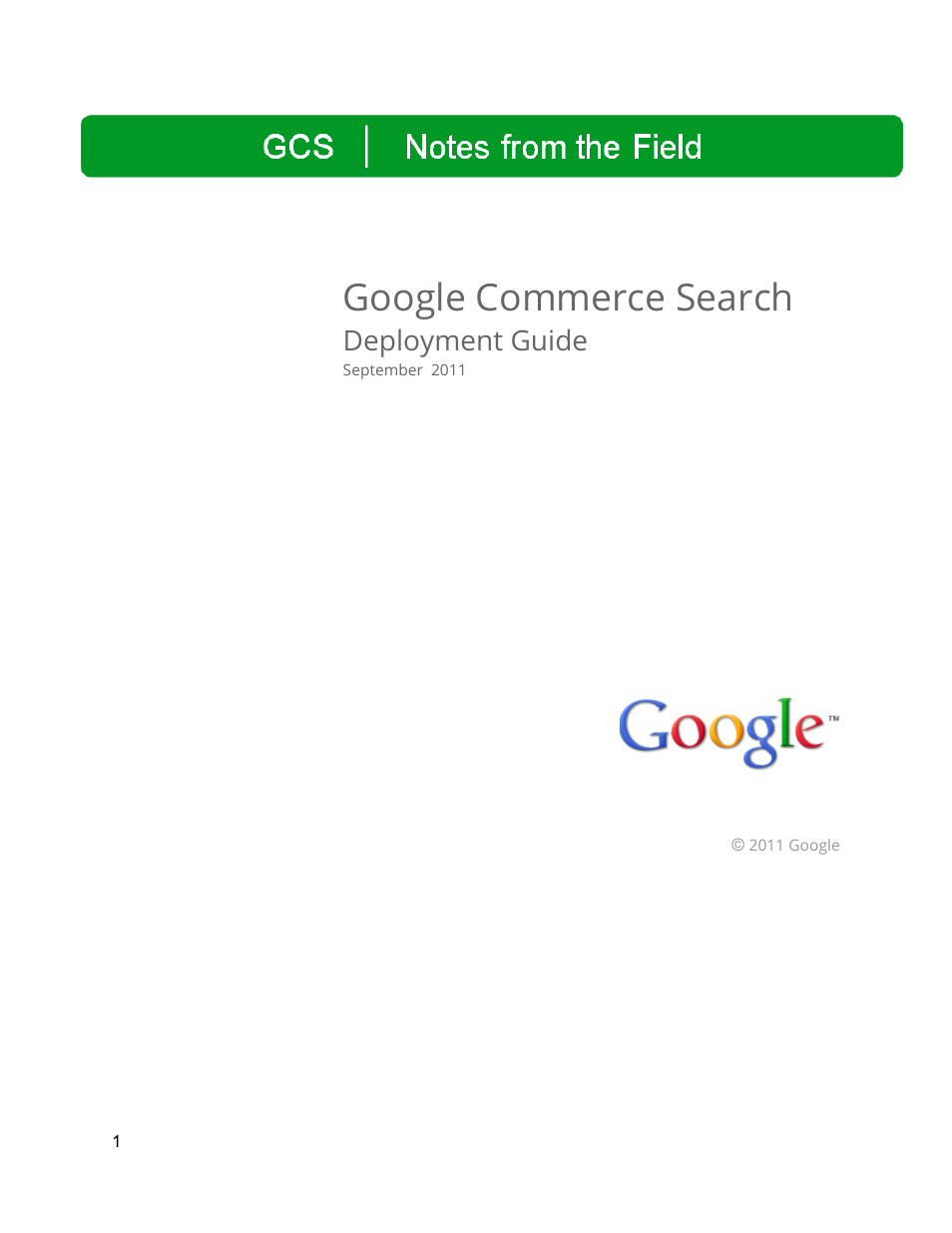 Google Commerce Search Deployment Guide User Manual | 29 pages