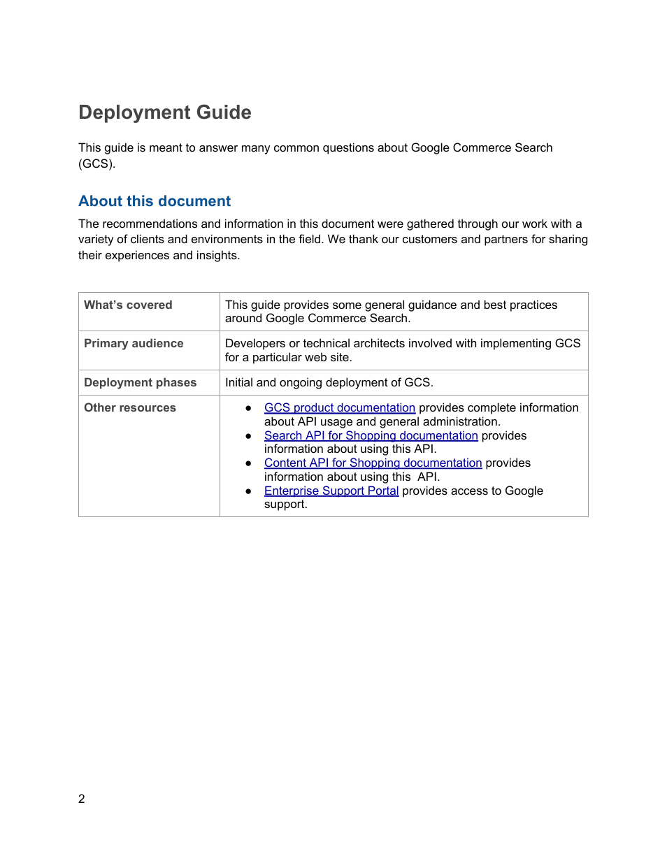 Deployment guide | Google Commerce Search Deployment Guide User Manual | Page 2 / 29