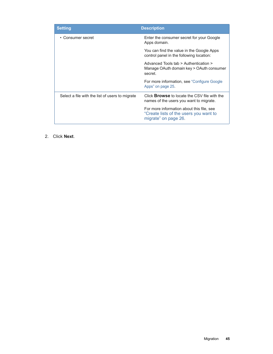 Google Apps Migration for Microsoft Exchange Administration Guide User Manual | Page 45 / 78