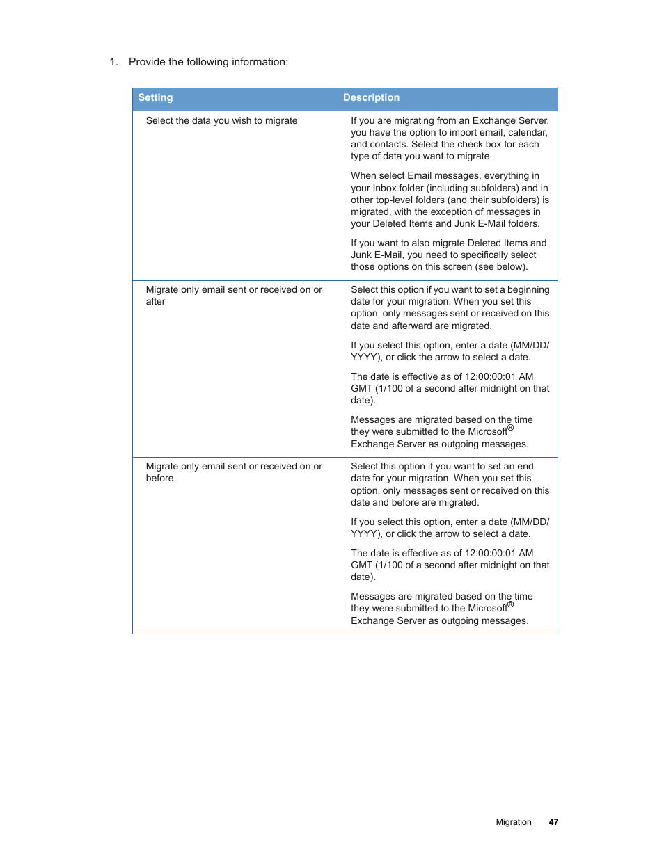 Google Apps Migration for Microsoft Exchange Administration Guide User Manual | Page 47 / 78