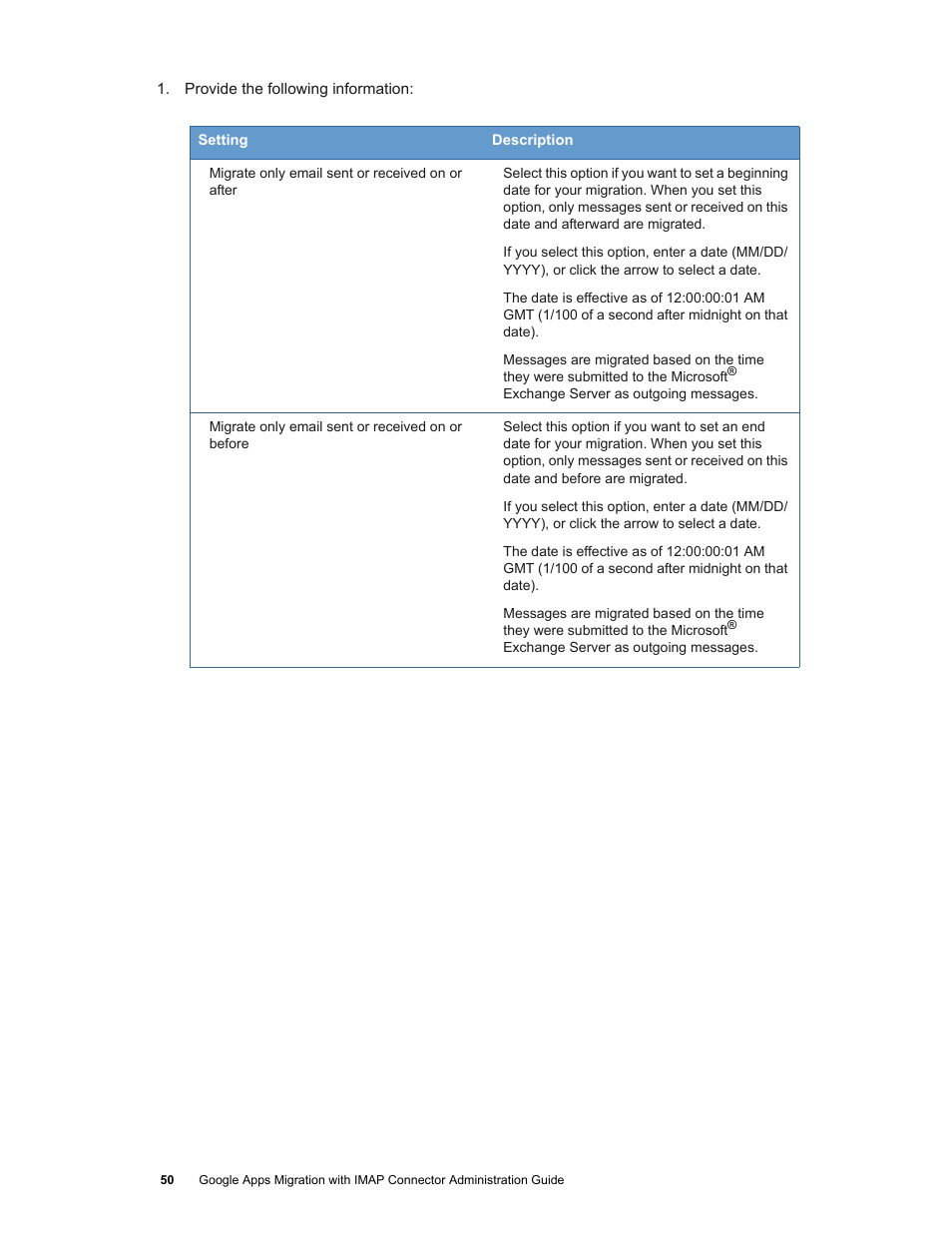 Google Apps Migration for Microsoft Exchange Administration Guide User Manual | Page 50 / 78