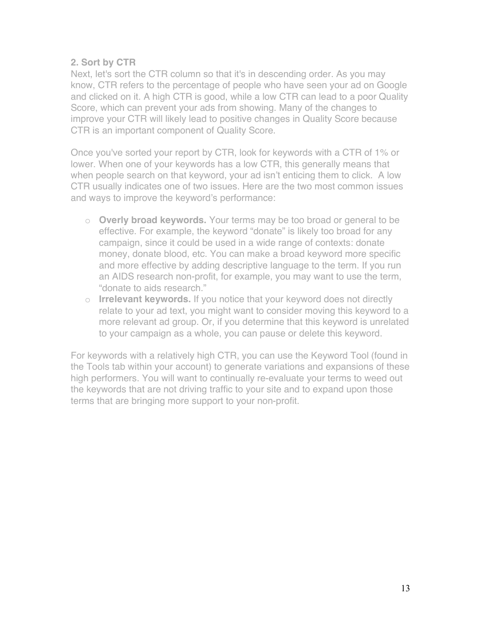 Google Grants Ongoing Management Guide User Manual | Page 13 / 26