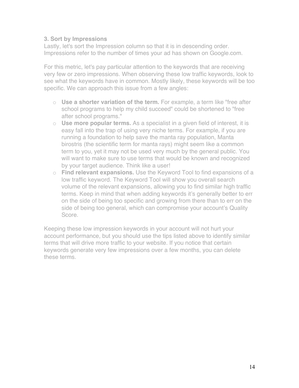 Google Grants Ongoing Management Guide User Manual | Page 14 / 26