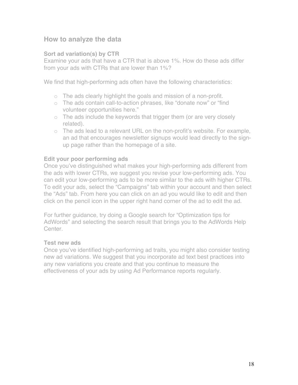 Google Grants Ongoing Management Guide User Manual | Page 18 / 26