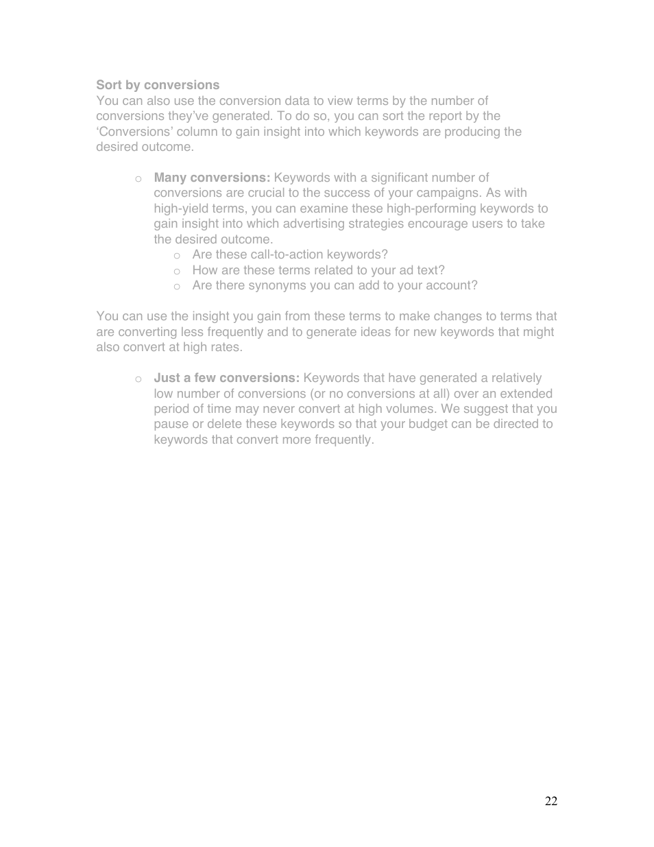Google Grants Ongoing Management Guide User Manual | Page 22 / 26