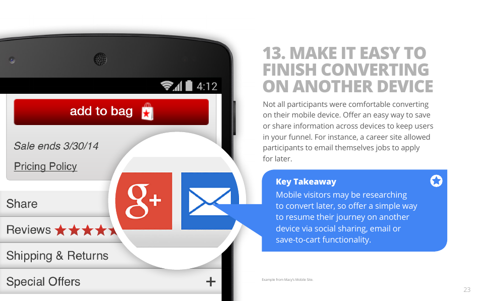 Google PRINCIPLES OF MOBILE SITE DESIGN: DELIGHT USERS AND DRIVE CONVERSIONS User Manual | Page 23 / 42