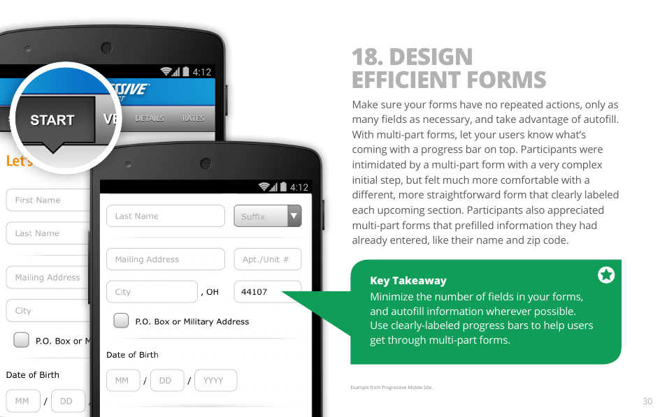 Design efficient forms | Google PRINCIPLES OF MOBILE SITE DESIGN: DELIGHT USERS AND DRIVE CONVERSIONS User Manual | Page 30 / 42