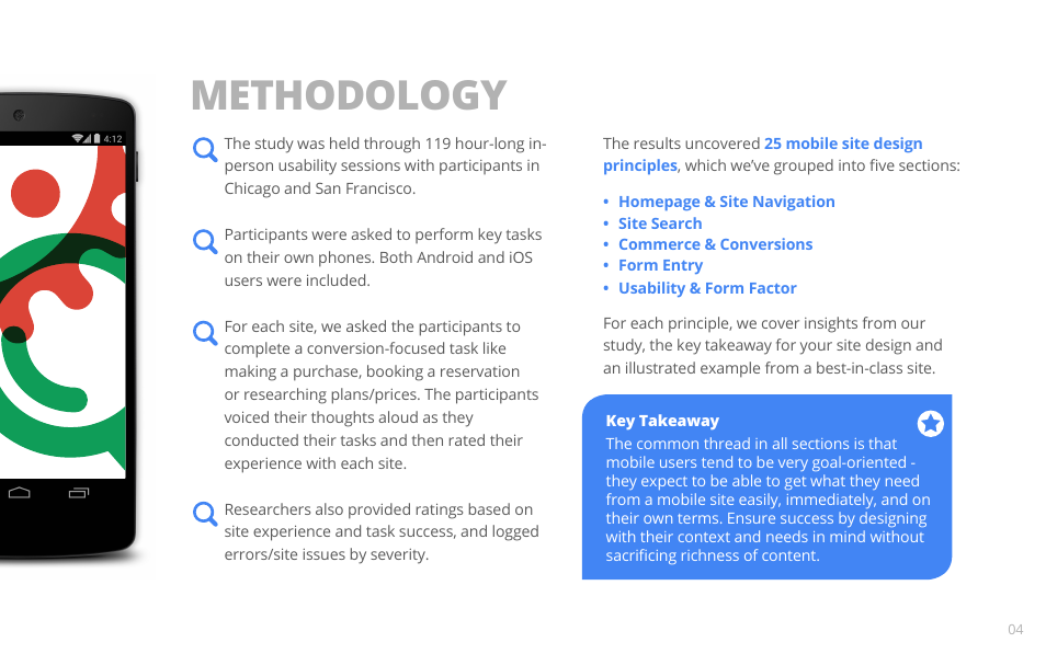 Methodology | Google PRINCIPLES OF MOBILE SITE DESIGN: DELIGHT USERS AND DRIVE CONVERSIONS User Manual | Page 4 / 42