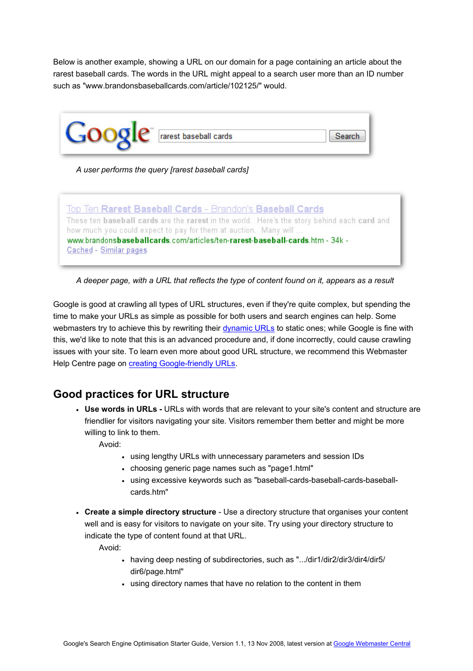 Good practices for url structure | Google Search Engine Optimisation Starter Guide User Manual | Page 8 / 22