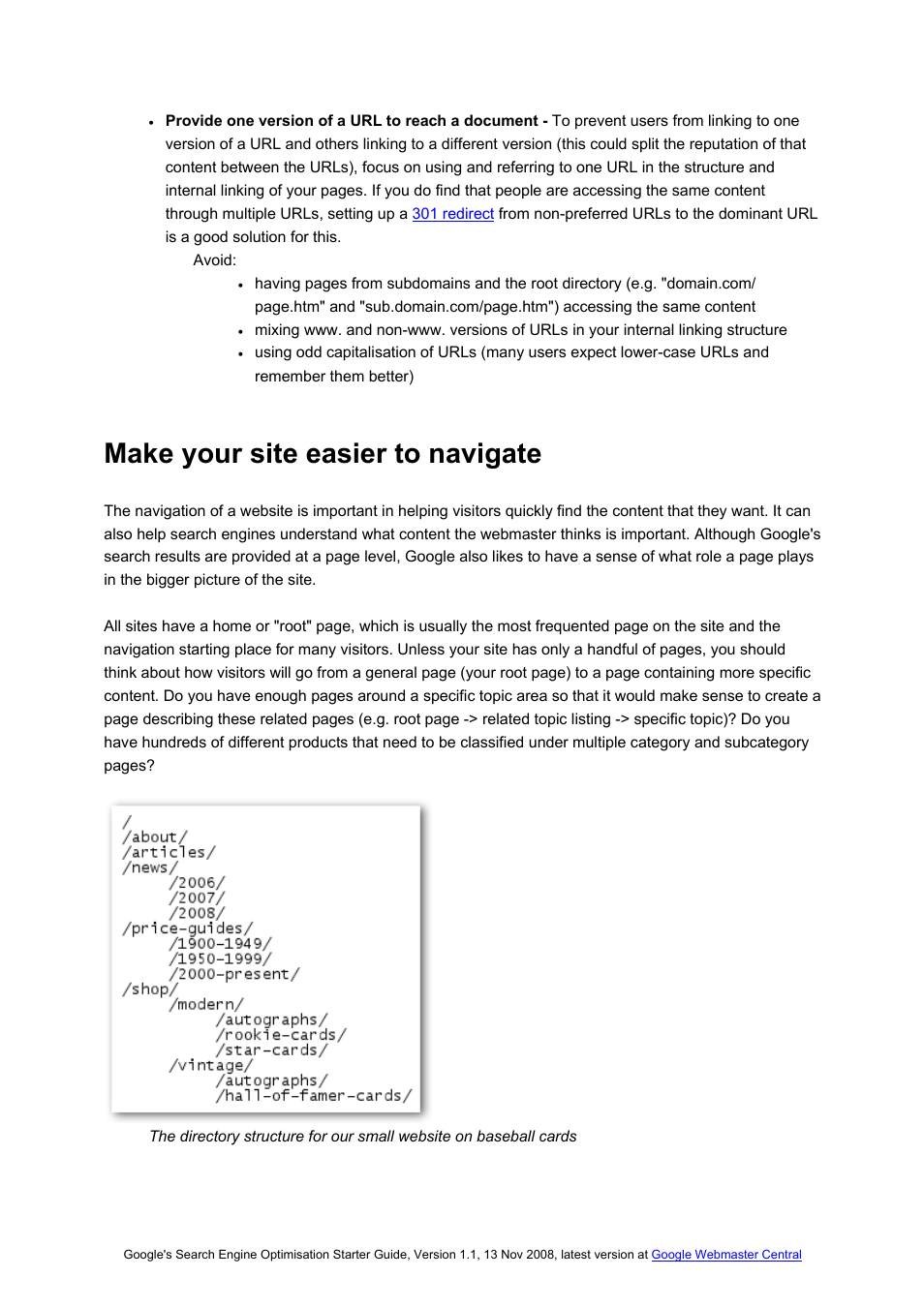 Make your site easier to navigate | Google Search Engine Optimisation Starter Guide User Manual | Page 9 / 22