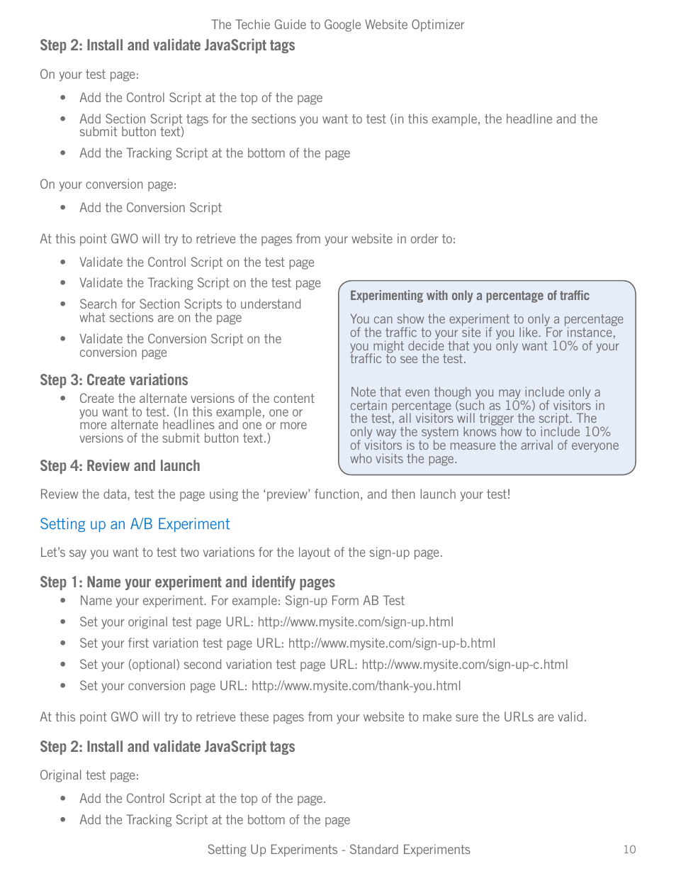 Google Website Optimizer v 1.0 The Techie Guide User Manual | Page 10 / 26