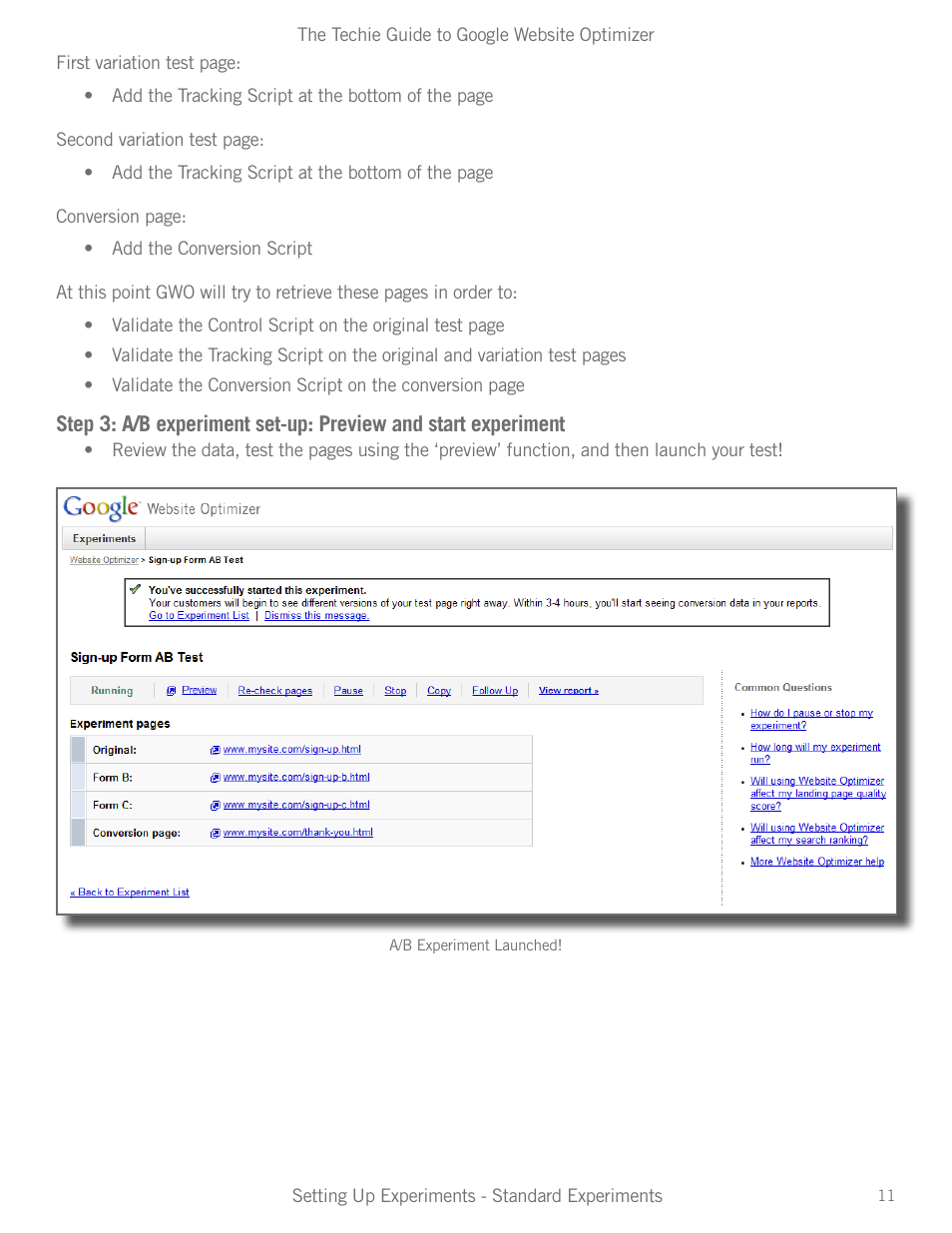 Google Website Optimizer v 1.0 The Techie Guide User Manual | Page 11 / 26