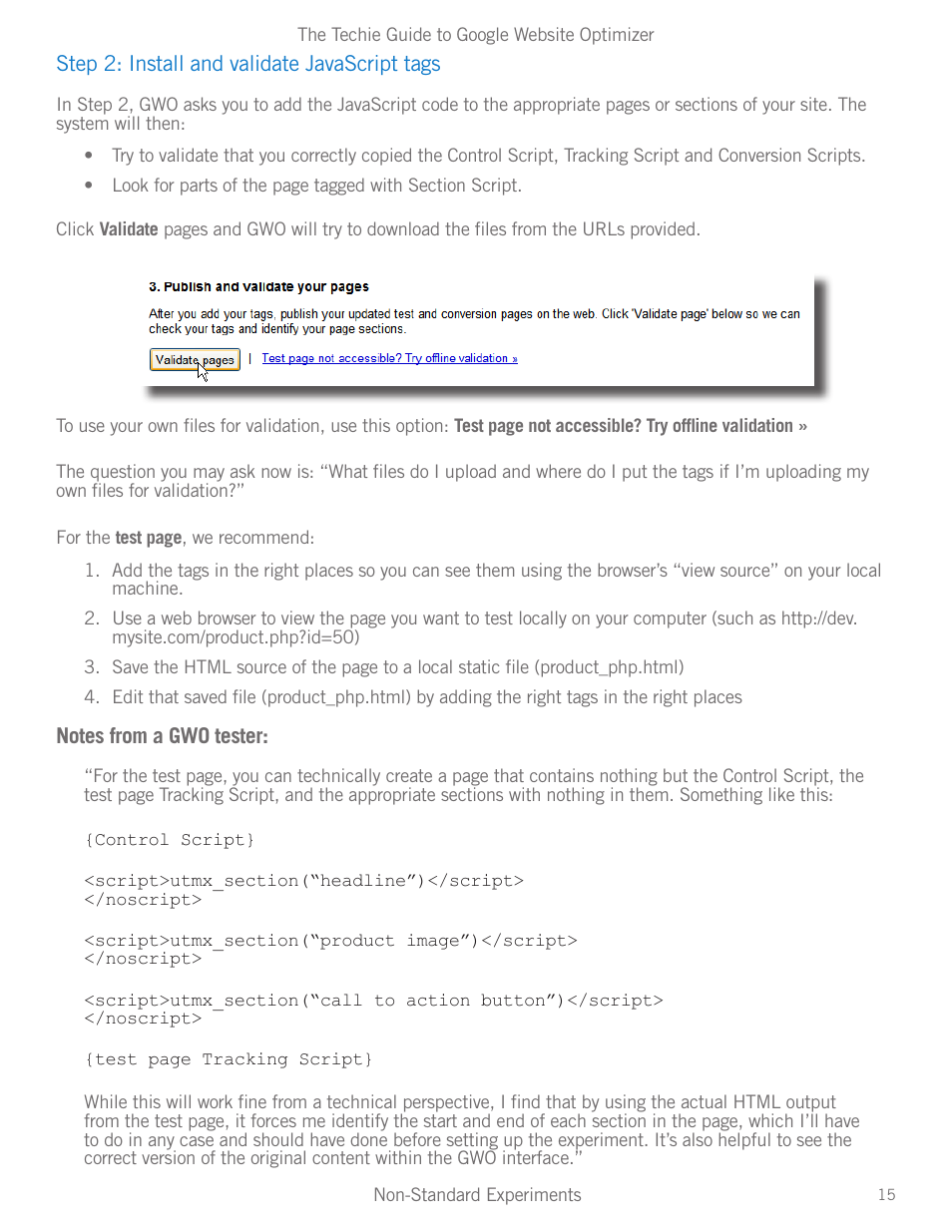 Google Website Optimizer v 1.0 The Techie Guide User Manual | Page 15 / 26