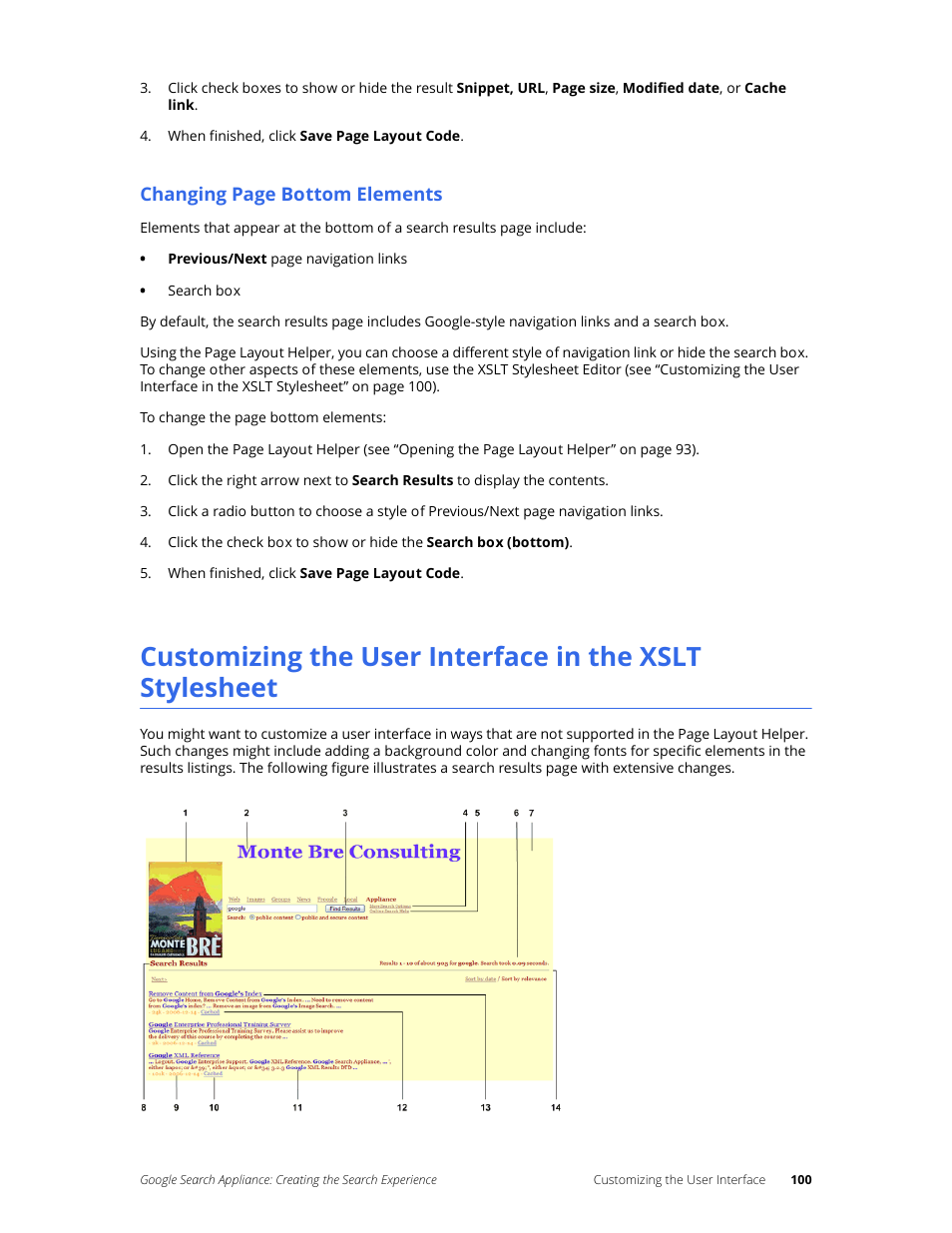 Changing page bottom elements | Google Search Appliance Creating the Search Experience User Manual | Page 100 / 141