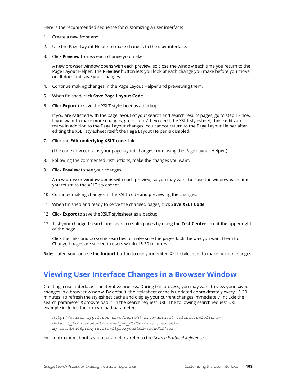 Viewing user interface changes in a browser window | Google Search Appliance Creating the Search Experience User Manual | Page 108 / 141