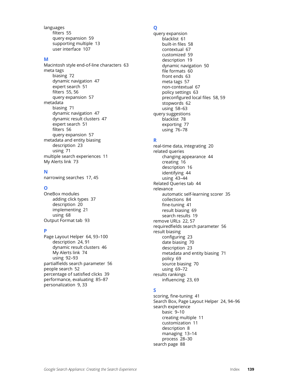 Google Search Appliance Creating the Search Experience User Manual | Page 139 / 141