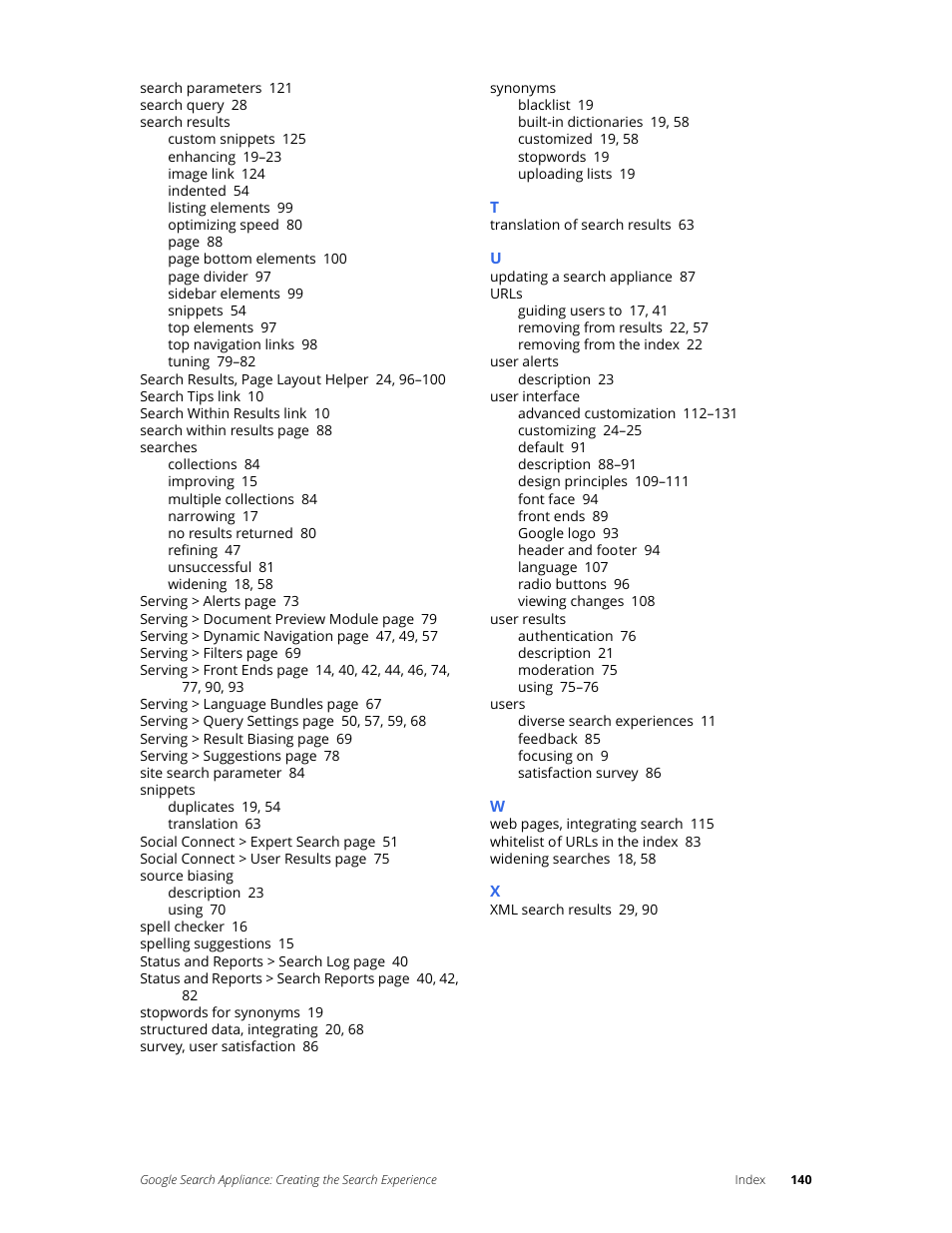 Google Search Appliance Creating the Search Experience User Manual | Page 140 / 141